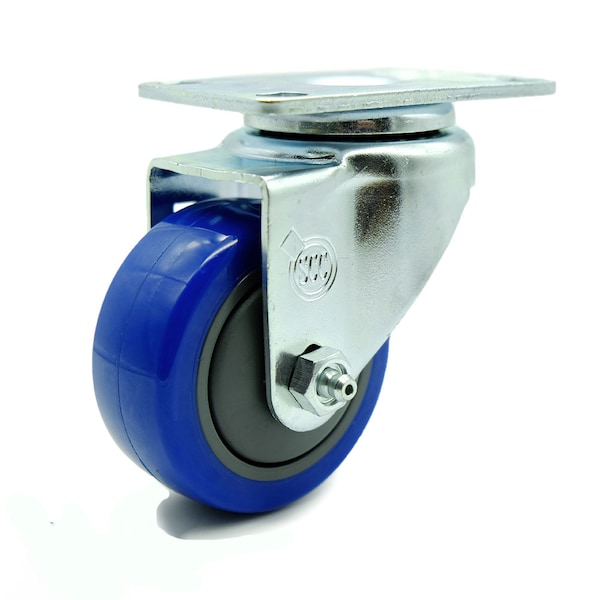 3 Inch Blue Polyurethane Wheel Swivel Top Plate Caster
